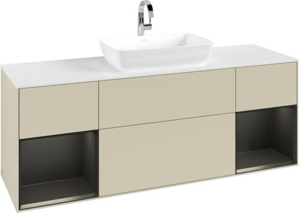 V&B Waschtischunterschrank Finion 160cm, Pl w m, Rg bla m Lac, si Gr m Lac