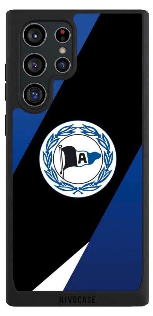NIVOCASE Handyhülle für Samsung Galaxy S22 Ultra Hülle NIVOpure Case Schwarz Arminia Bielefeld DSC Offizielles Lizenzprodukt