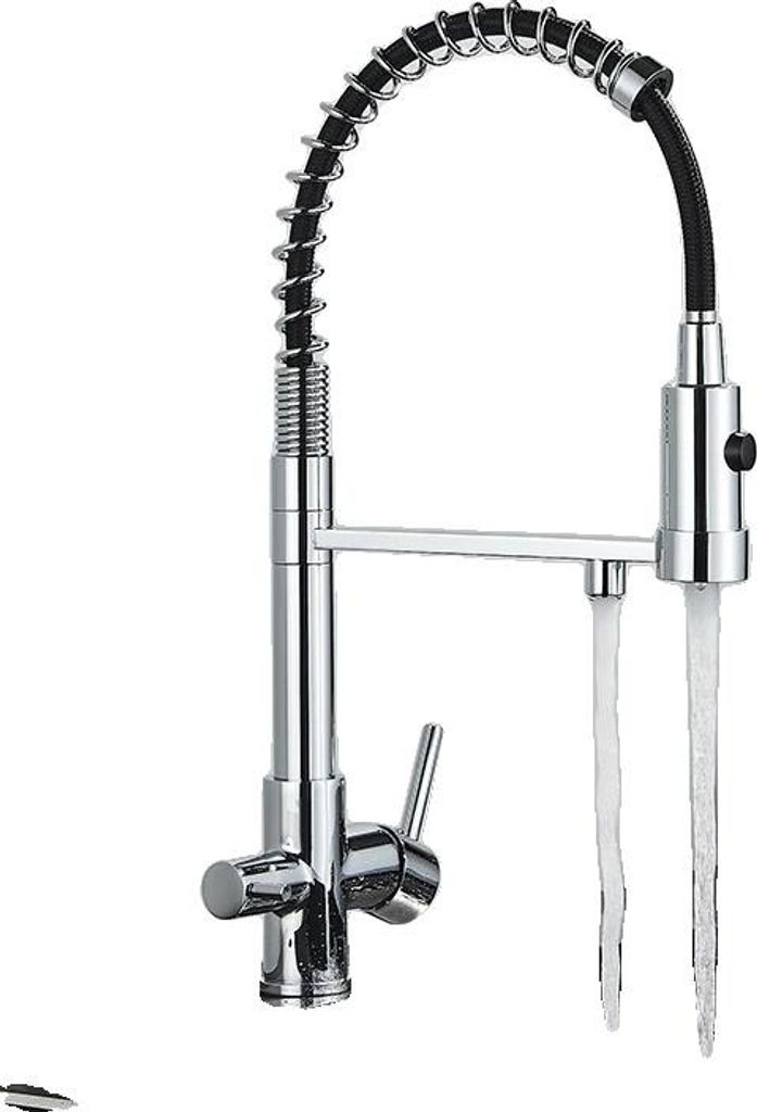 Dřezová kuchyňská baterie, dvojitá rukojeť, povrch leštěná Obrázek produktu 