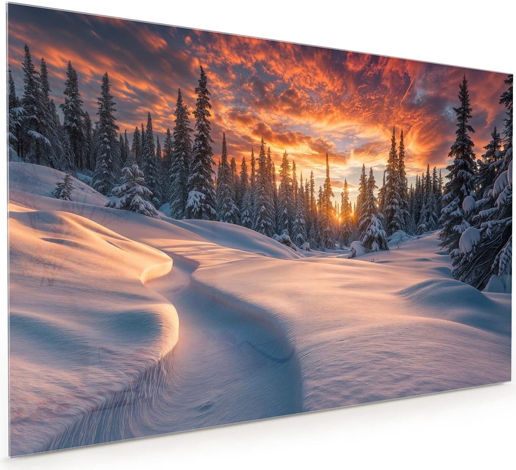 Küchenrückwand Spritzschutz Glas mit Motiv Winterlandschaft Sonne 40 x 40 cm