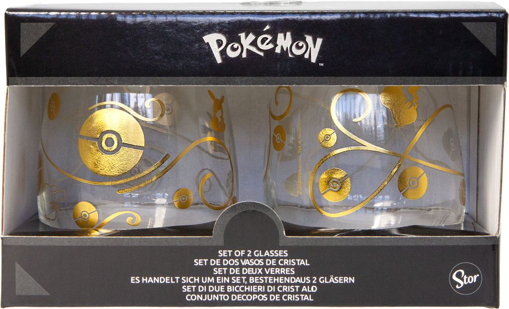 A box containing two Pokémon-themed glasses.