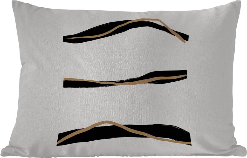MuchoWow Outdoor Kissen - Linie - Schwarz - Design - 60x40 cm - Wetterfest - Lounge Kissen - Zierkissen - Kissen für Innenräume