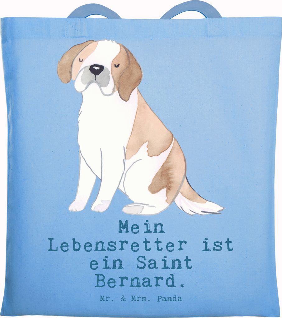 Mr. & Mrs. Panda Uni Tasche Saint Bernard Lebensretter - Sky Blue - Geschenk, Schultasche, St. Bernhardshund, Jutebeutel, Baumwolltasche, Chien Du ...