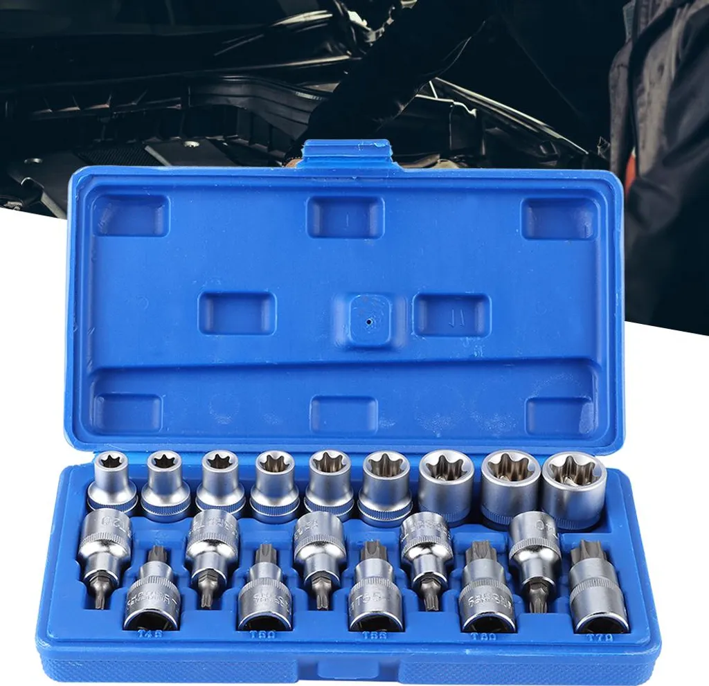 Jeu de Douilles Tournevis 1/2 Type E et Hexagonal pour Réparation Auto - 4