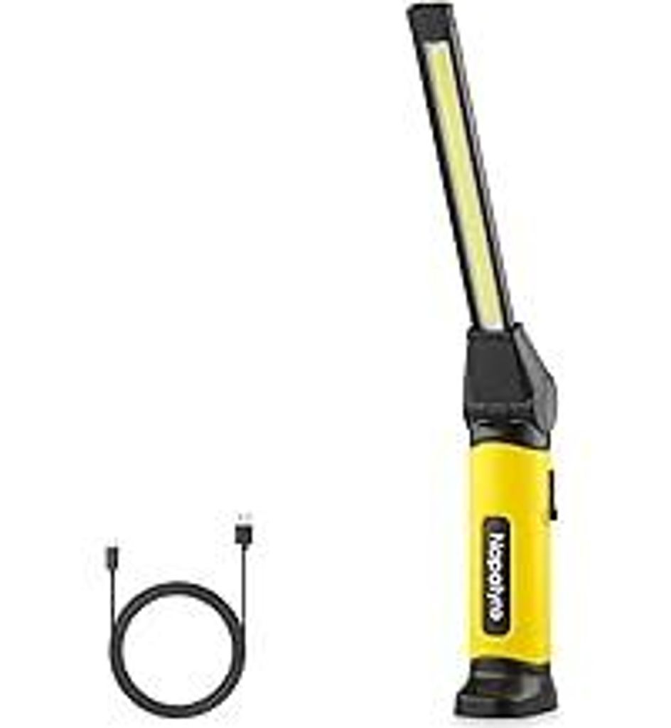 LED Arbeitsleuchte, 4000 mAh Werkstattlampe Akku mit Magneten, 3 Lichtmod 120° Drehbar Taschenlampe LED Aufladbar, 1000LM COB Inspektionslampe fü...
