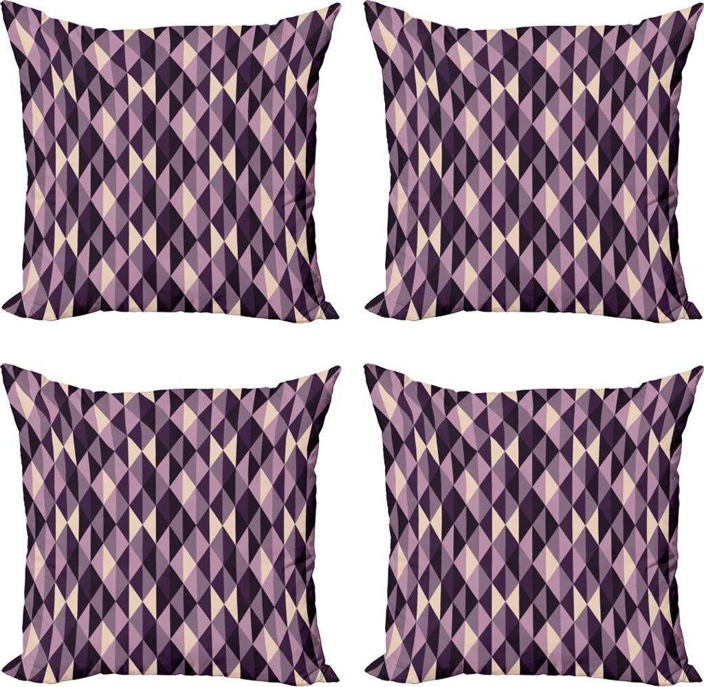 ABAKUHAUS Geometrisch Kissenbezug Set (4 Stück), Abstrakt Stil Triangles, Moderner Doppelseitiger Digitaldruck, 50 cm x 50 cm, Dark Purple Lilac