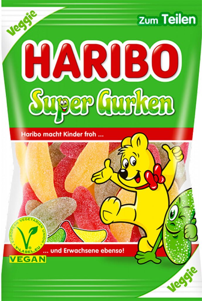 Haribo Super Gurken veggie Fruchtgummi Gurken mehrfach sortiert 175g