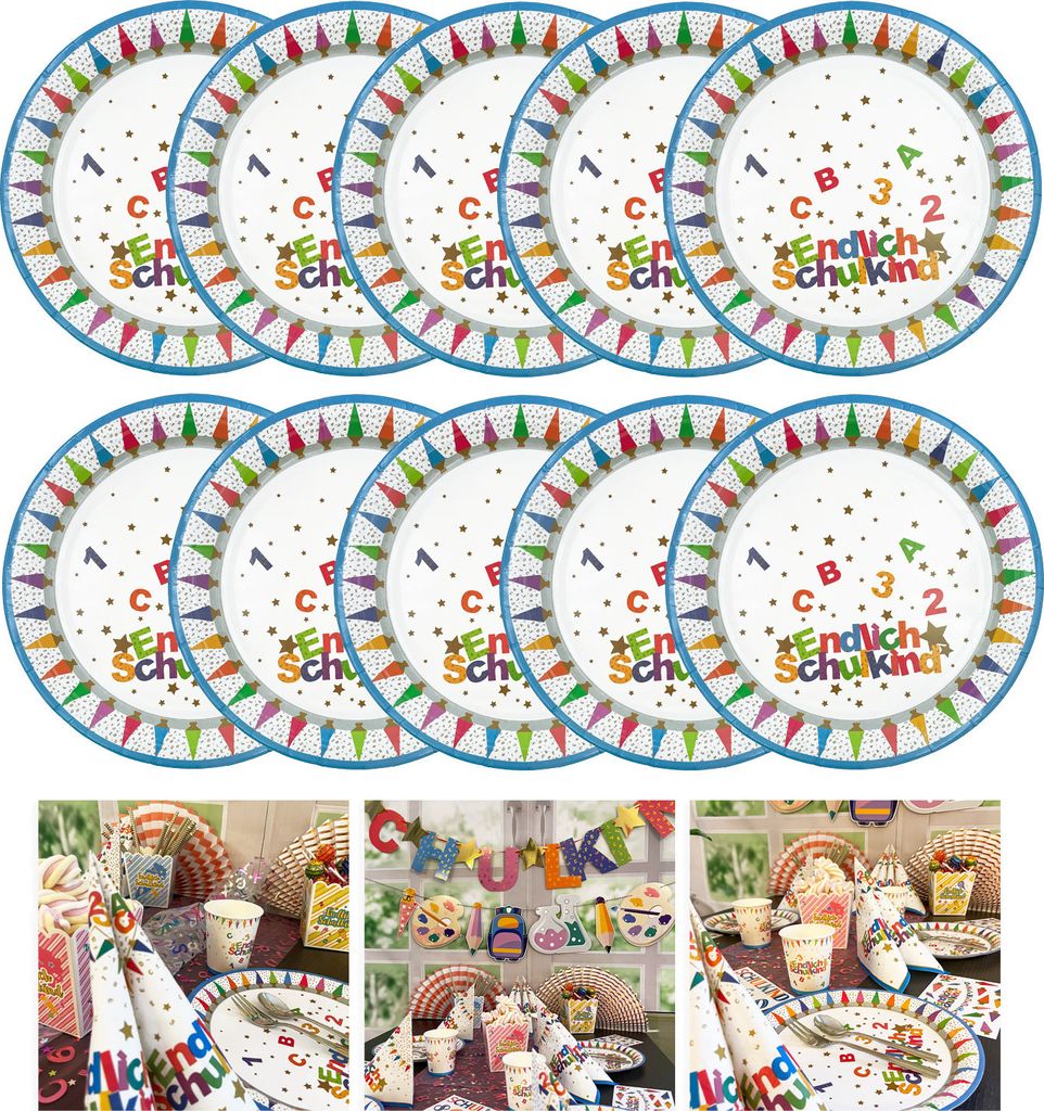 Oblique Unique 10x Schulkind Pappteller Papierteller Produktbild 