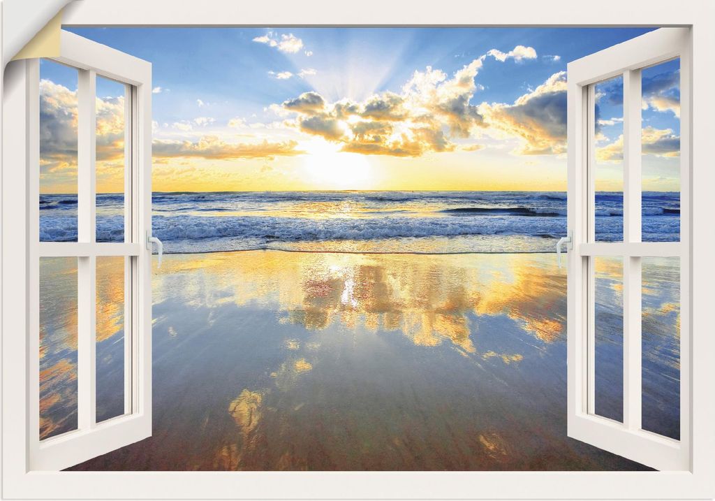 ARTland Wandbild, selbstklebend Fensterblick Sonnenaufgang Produktbild 