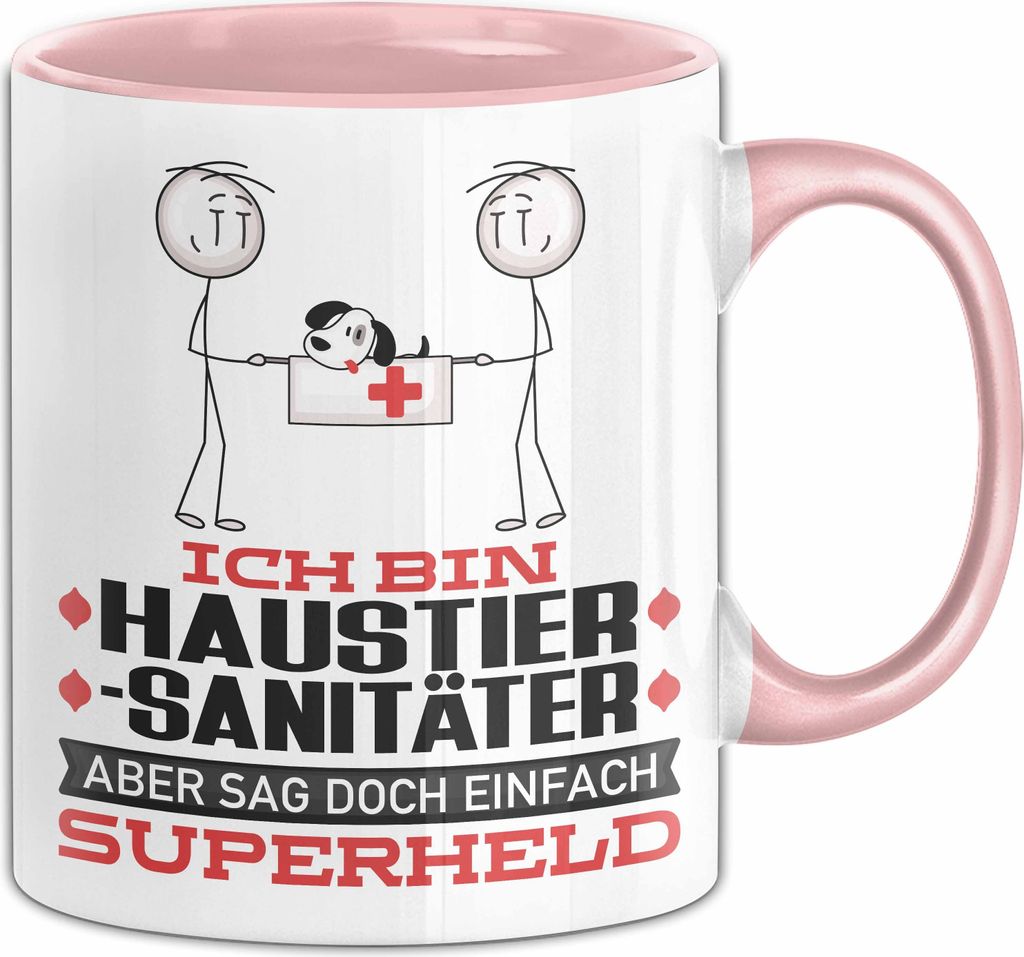Haustiersanitäter Geschenk Tasse Ich Bin Haustiersanitäter Aber Sag Doch Einfach Superheld Lustige Geschenkdiee für Haustiersanitäter Kaffee-Be...