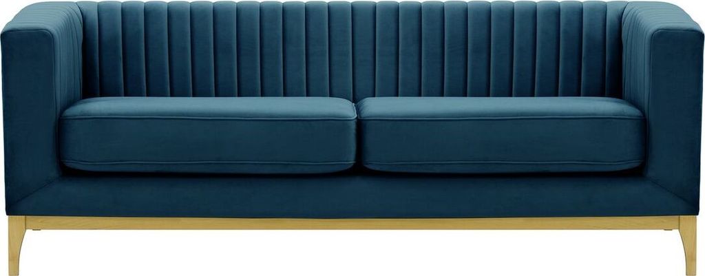 SLF24 - Dreisitzer-Sofa Slender Wood - blau - Velluto 11