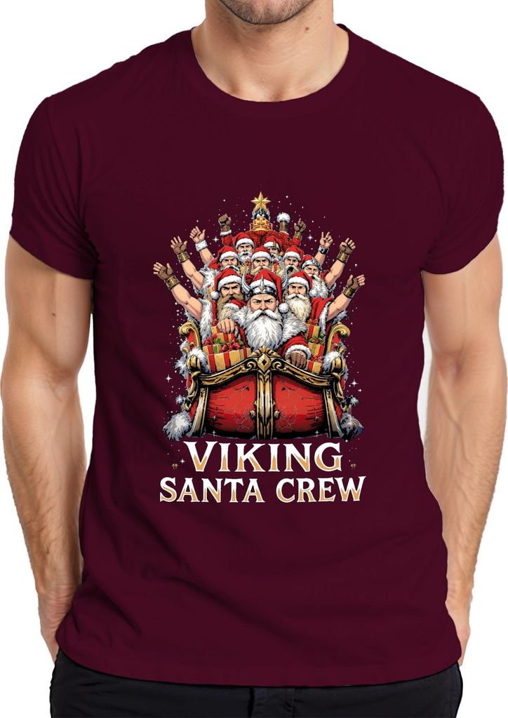 Viking Santa Crew Wikinger Weihnachtsmann Weihnachten Geschenk Herren T-Shirt, Burgundy, M