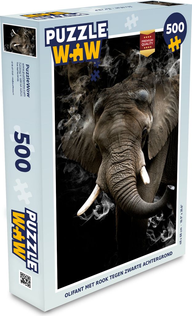 MuchoWow Puzzle 500 Teile Elefant - Rauchen - Schwarz - Denken - Spiel - Toy