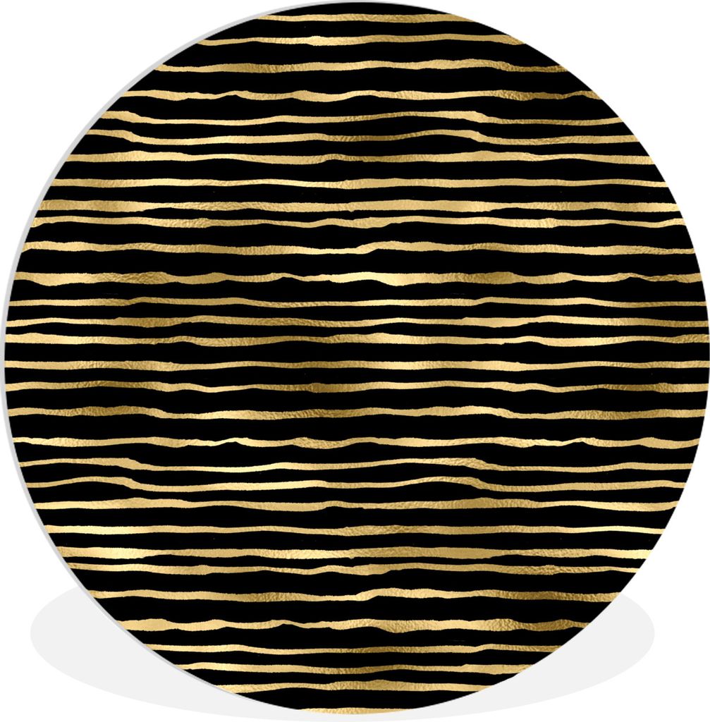 MuchoWow Rundes Wandbild - Runde Bilder Muster - Gold - Schwarz Ø 60 cm Kreis Wanddekoration Kunststoff - Wandkreis - Wandschmuck - Wand Kreis -...