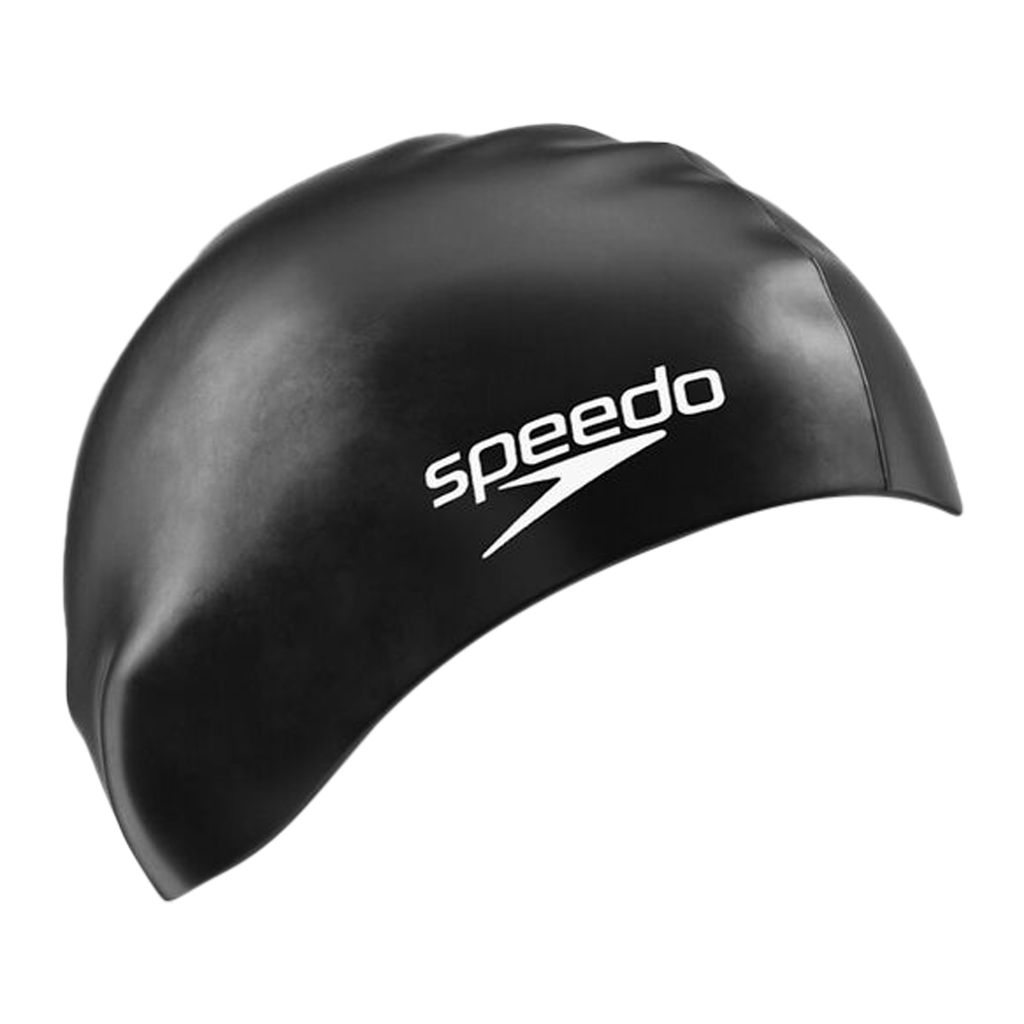 Speedo Unisex Silikon-Badekappe für langes Haar, für Erwachsene RD806 (Einheitsgröße) (Schwarz)