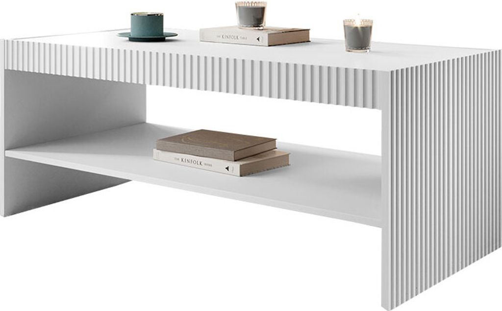 MIRJAN24 Couchtisch Pafos, Stilvoll Wohnzimmer Kollektion, Kaffeetisch, Modern Sofatisch (Farbe: Weiß)