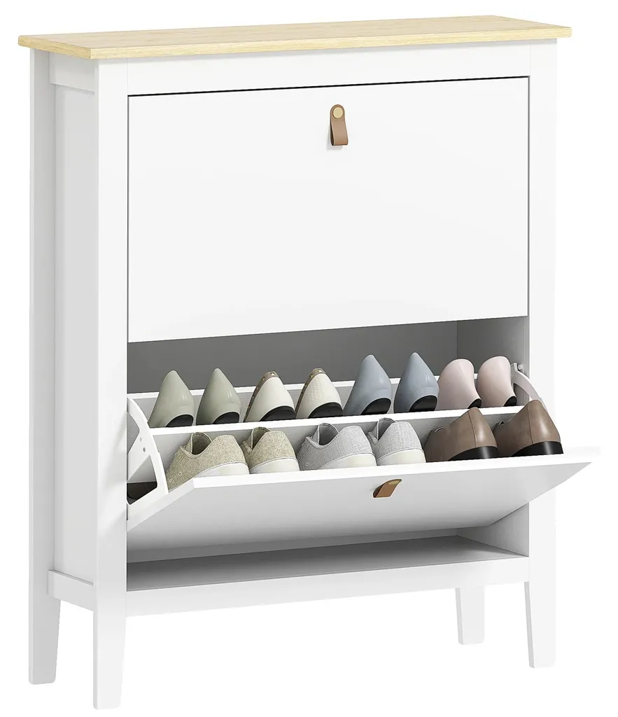 Étagère à chaussures blanche 80 cm avec tablettes réglables - Modèle S1