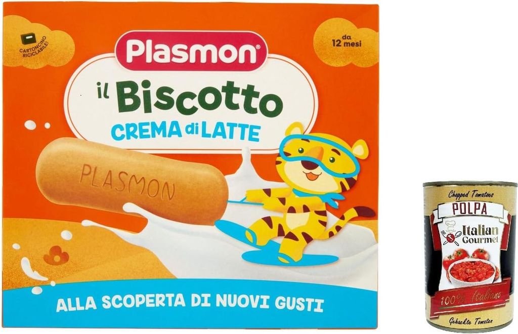 6x Plasmon Biscotto con crema al latte 12m+ 320 g + Italian Gourmet polpa 400g
