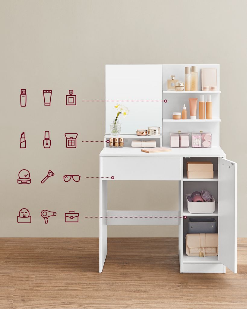 Toaleta se zrcadlem a skříňkou 80 cm na make-up Obrázek produktu 3
