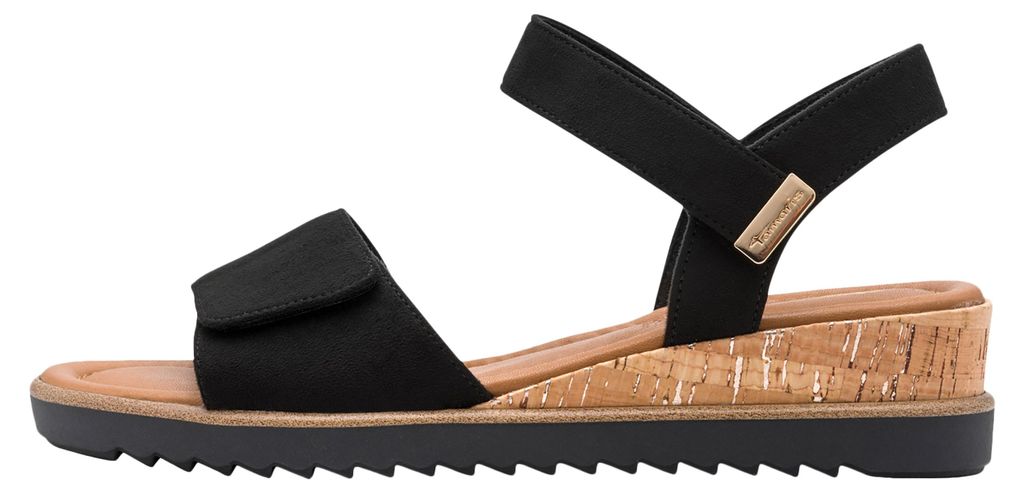 Tamaris Damen Sandale mit Klettverschluss und Keilabsatz 1-28118-44, Größe:38 EU, Farbe:Schwarz