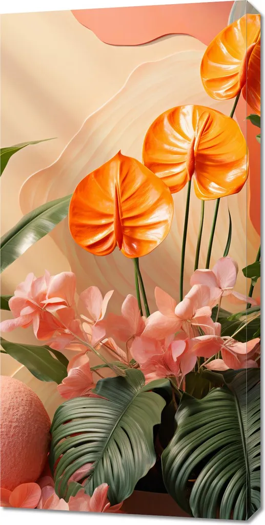 Tableau 50 x 100 cm Paradis Orange : Toile Déco Horizon Ensoleillé