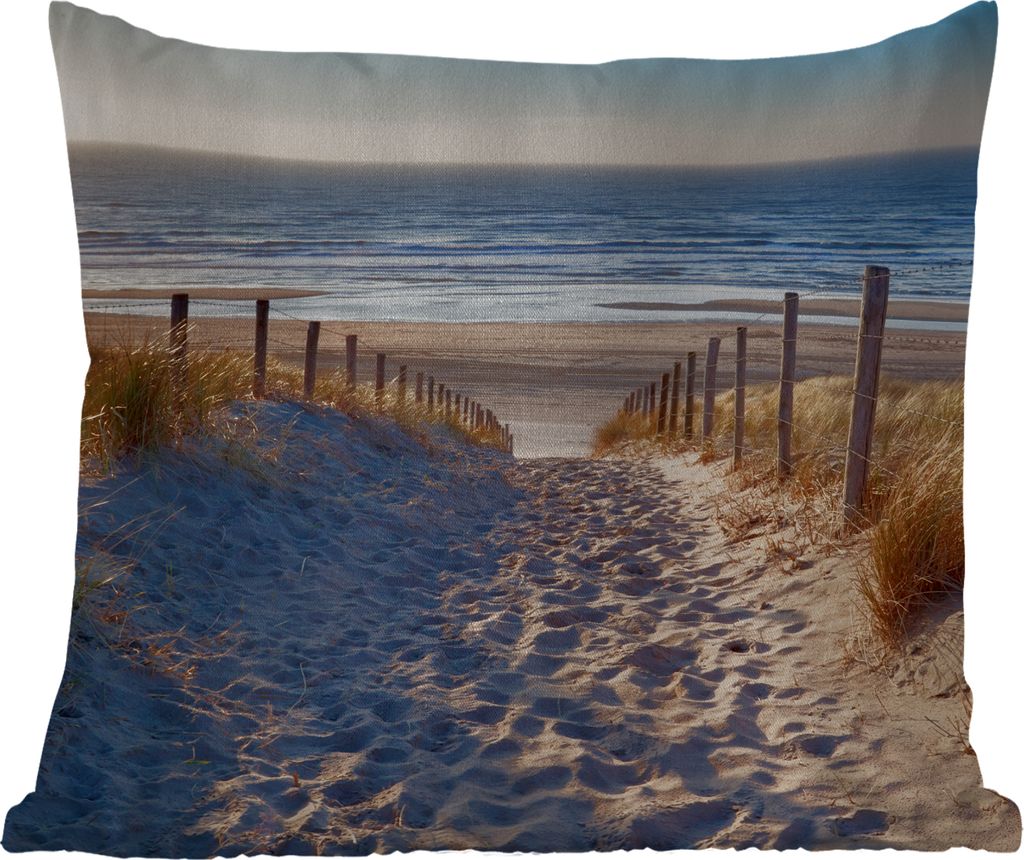 MuchoWow Outdoor Kissen - Strand - Meer - Niederlande - Dünen - Sonne - 60x60 cm - Wetterfest - Lounge Kissen - Dekoration - Schlaf Kissen