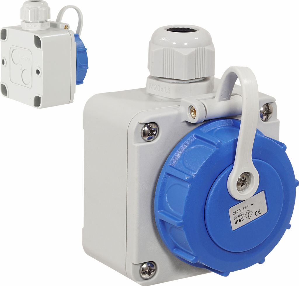 Außen-Steckdose Schutzkontakt Mit Deckel IP44 230V Produktbild-Vorschau 3