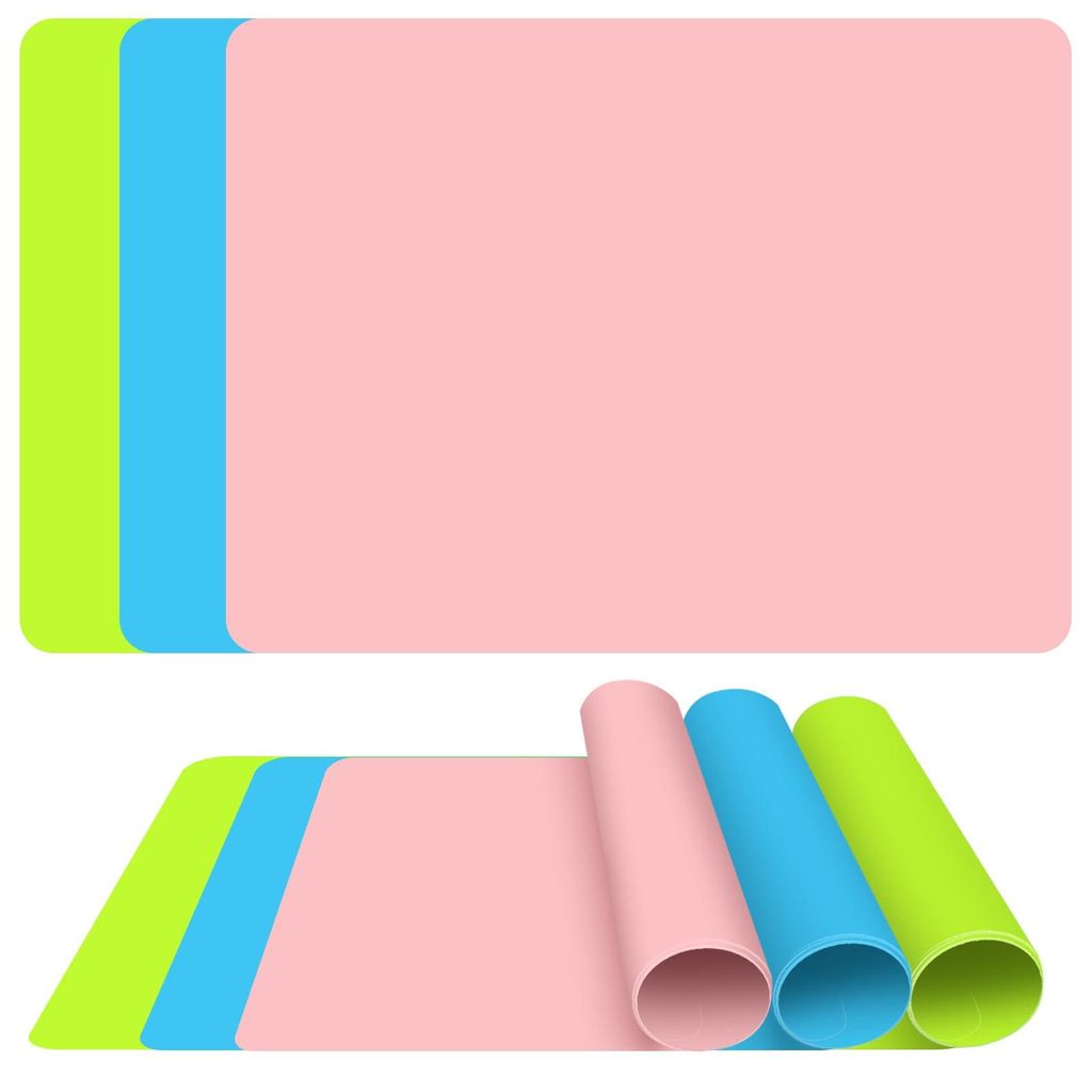 3er-Set Silikon-Backmatten, 40 x 30 cm, Silikon-Malmatte für Kinder (A3-Format), Bastelmatte, Spielmatte für Kinder, rutschfeste Bastelmatte, wie...