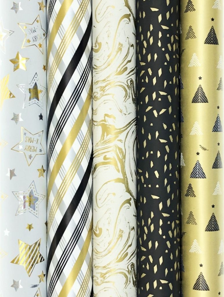 TOUCH OF GOLD 2 – Geschenkpapier – Weihnachtspapier – 200 x 70 cm – 5 Rollen