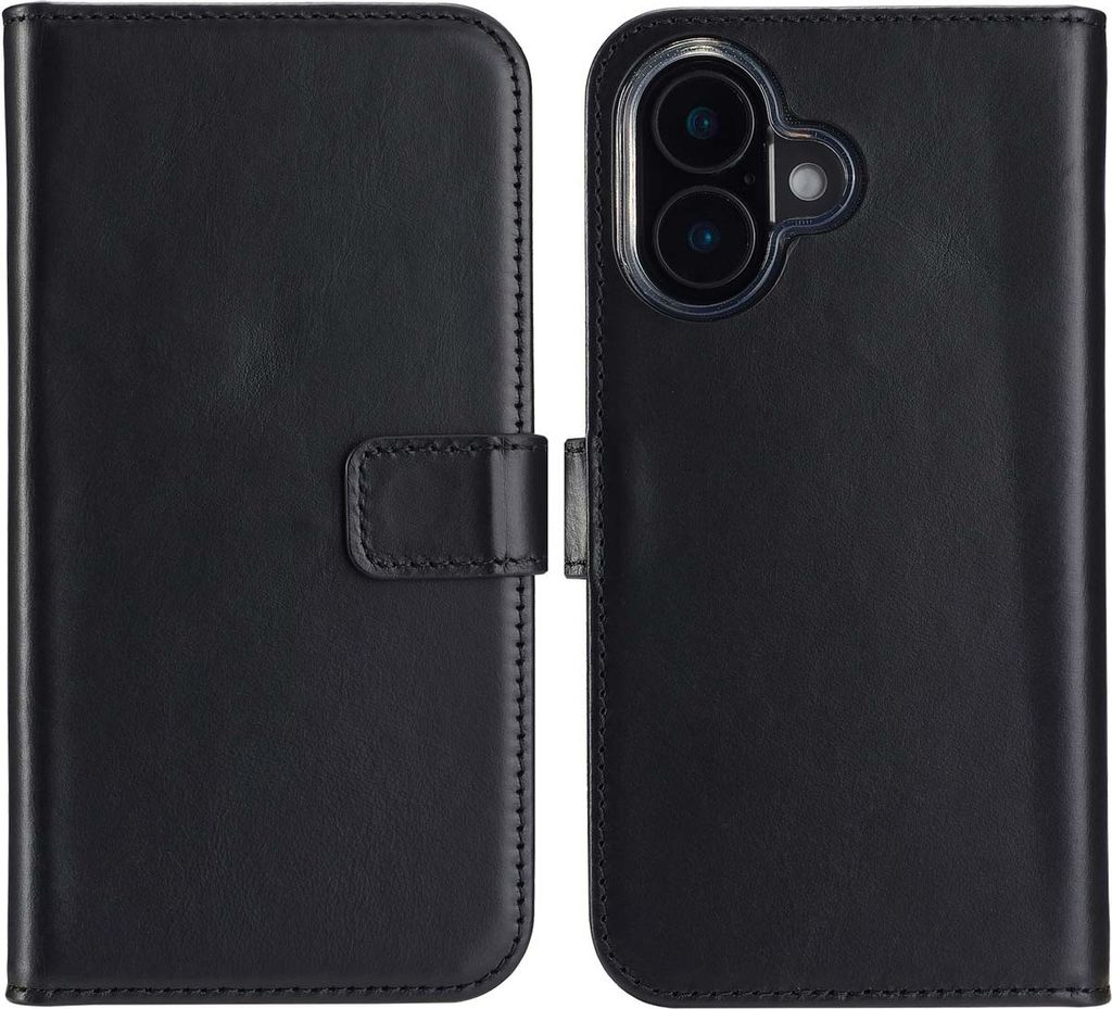 Selencia Echtleder Klapphülle iPhone 16 - Schwarz