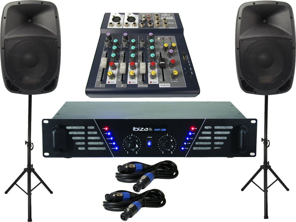 Das PA-SET 25 Verstärker Pa Anlage DJ 2Wege Stativ Boxen USB Musiker Mischpult