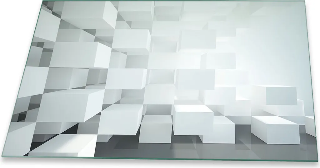 Protezione Induzione 80x52 Vetro Temperato Bianco Astratto 1 Pezzo