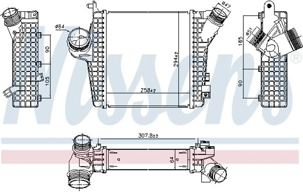 Échangeur d'air de suralimentation Nissens 961305 pour moteur turbo