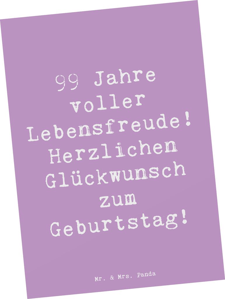 Mr. & Mrs. Panda Postkarte Spruch 99. Geburtstag Produktbild 