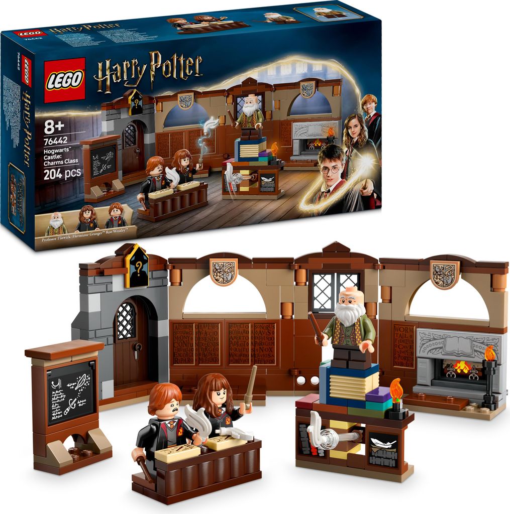 LEGO Harry Potter Schloss Hogwarts: Zauberkunstunterricht, Set mit 3 Minifiguren, inkl. Hermine Granger & Ron Weasley, Wingardium Leviosa Funktion,...