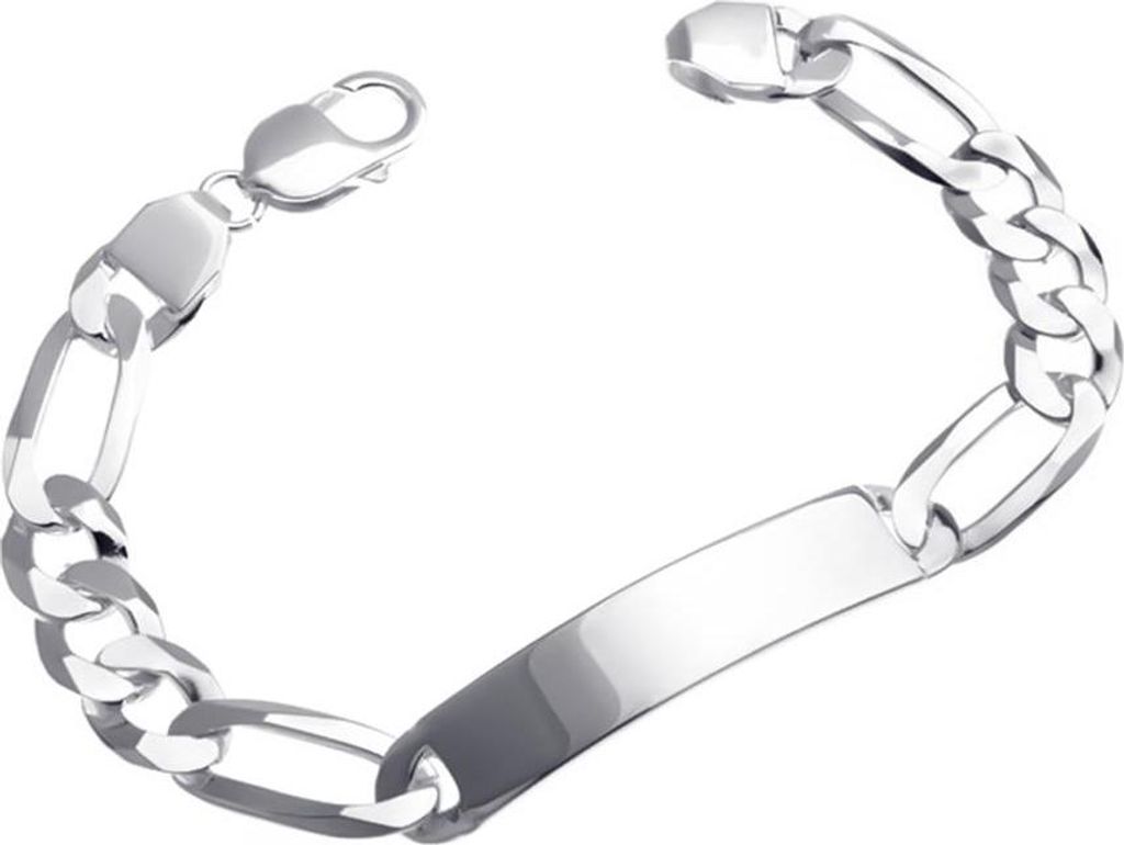 SILBERKETTEN STORE Figaro-Gravurarmband 10mm - 925 Silber, Länge wählbar von 19-24cm - 20cm