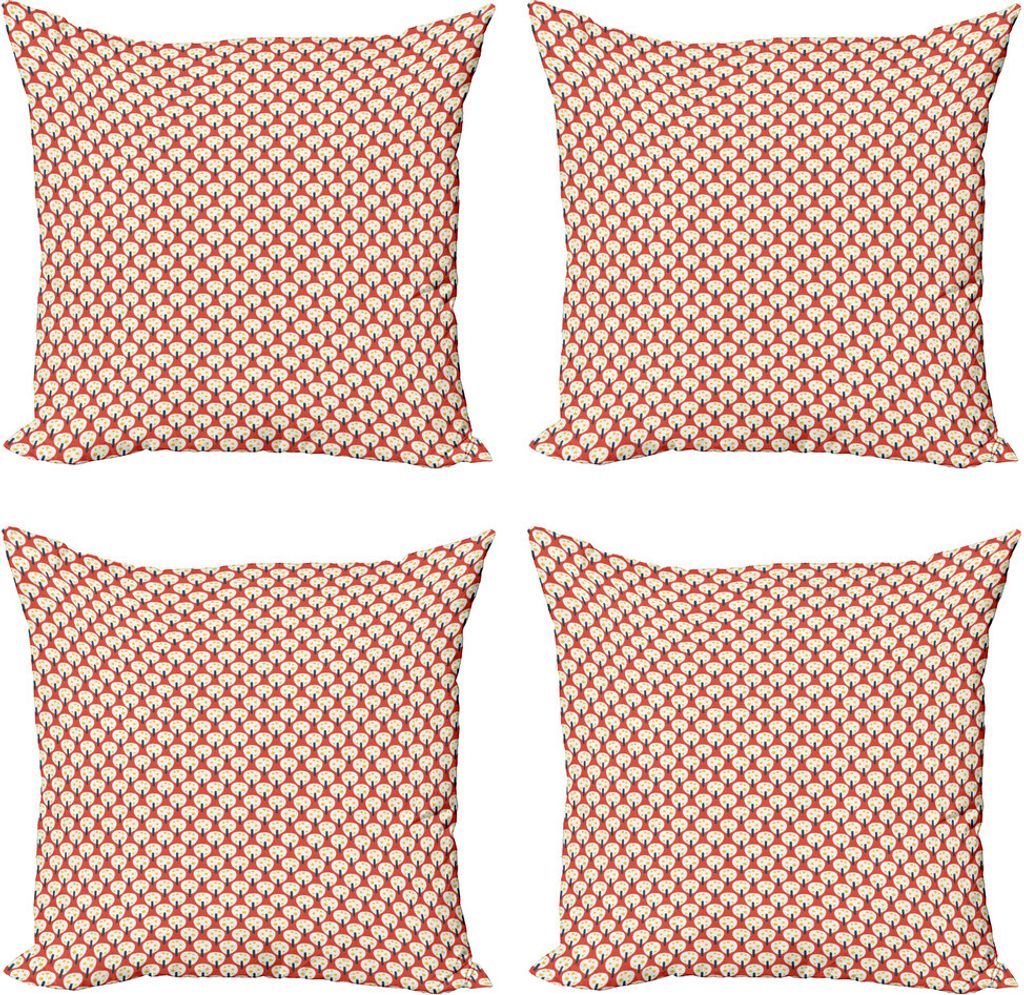 ABAKUHAUS Abstrakt Kissenbezug Set (4 Stück), Einfache Kinderobstbäume, Moderner Doppelseitiger Digitaldruck, 60 cm x 60 cm, Salmon Champagne