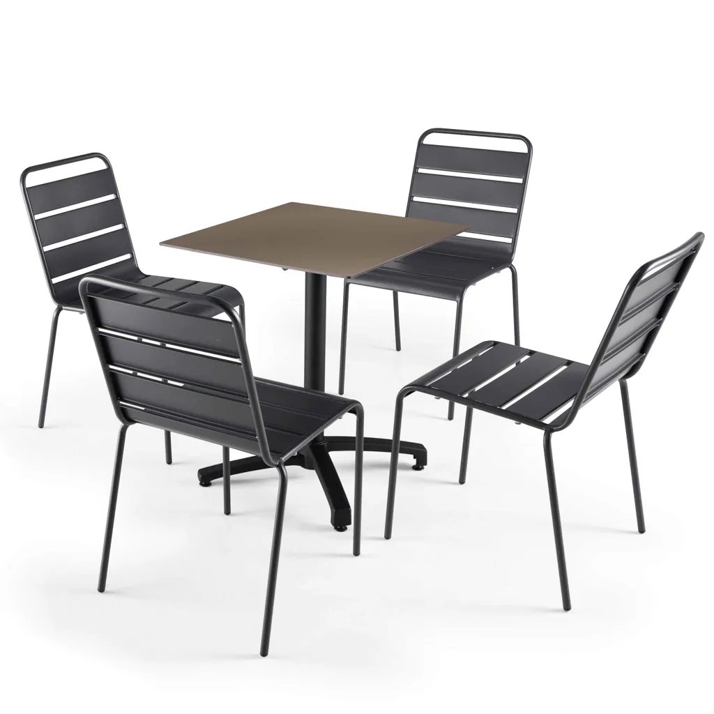 Table d'extérieur inclinable en stratifié compact 60cm béton taupe