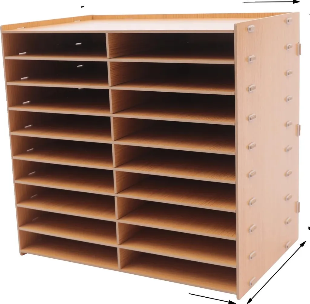 Organiseur de fichiers 9 niveaux 18 compartiments design moderne marron