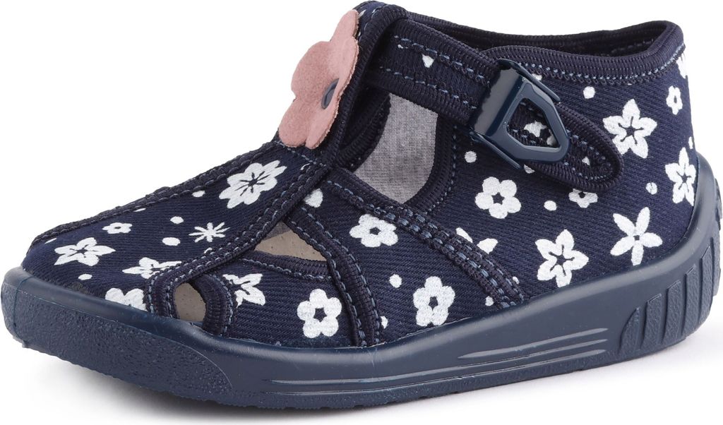 Ladeheid Kinder Hausschuhe LARW002 (Marineblau/Blumen, 20 EU)