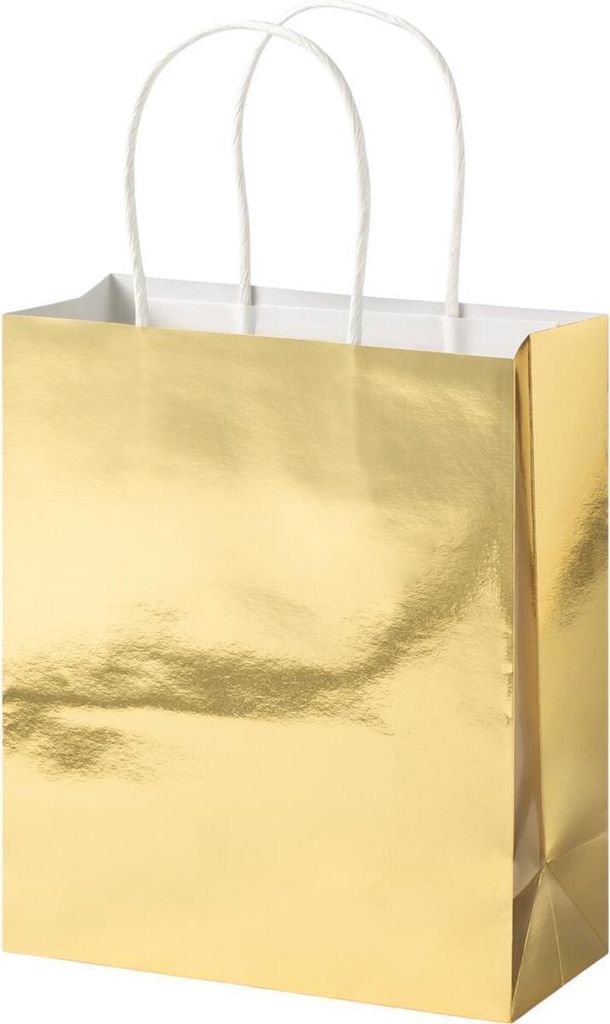 folia Papier-Tragetaschen GOLD GLÄNZEND Größe: S 10 Stück