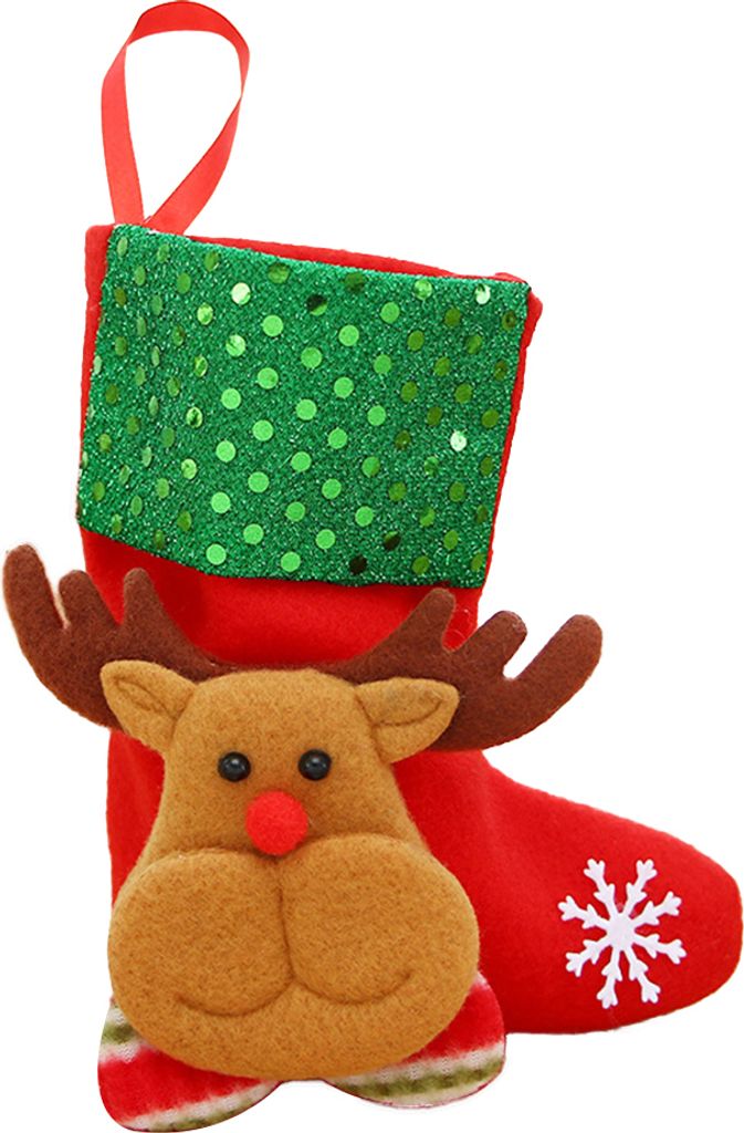 Weihnachten Santa Elk Schneemann Bären Strumpf Socken Geschenktüte Hängende Partybaumdekoration-Rentier