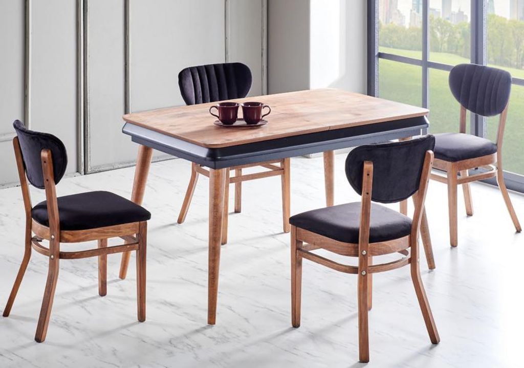 Essgruppe Esszimmer Set Ausziehbar Esstisch 4x Stühle Luxus Set Braun 5tlg