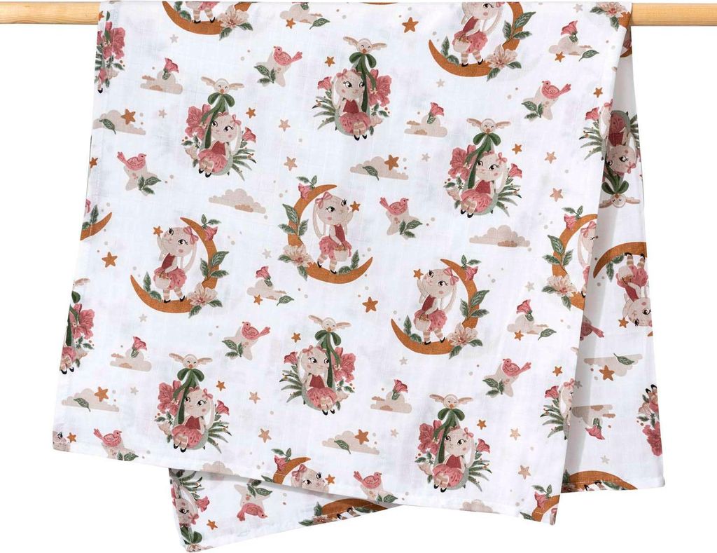 Musselin Mullwindeln – Wickeldecke 120 x 120 cm - Rabbit Produktbild 