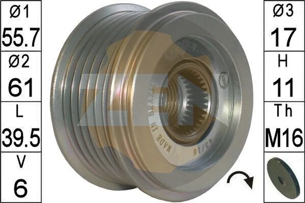 Puleggia Ruota Libera Alternatore ERA ZN5677 per Chevrolet e Opel