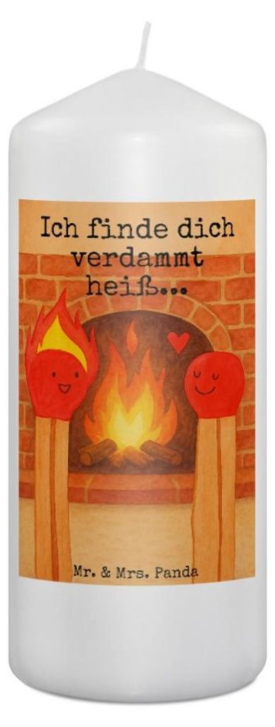 Mr. & Mrs. Panda Kerze Streichhölzer Design 19 x 8 cm - Weiß - Geschenk, Liebesbeweis, Wachskerze, Erinnerungslicht, Blockkerze, Stumpenkerze, Fr...
