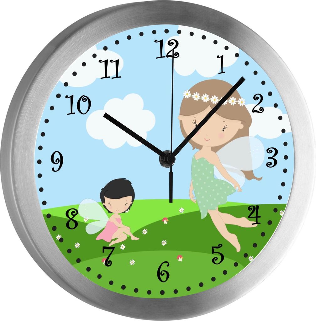 Funkuhr, Kinder Wanduhr, Kinderuhr, Kinderzimmer Fee