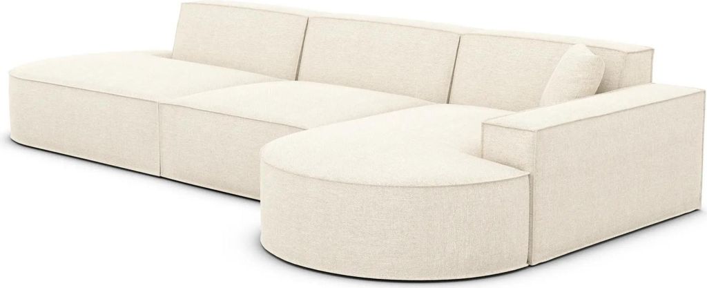 Strukturstoff L-Form Lounge Sofa Brevia Creme Rechts