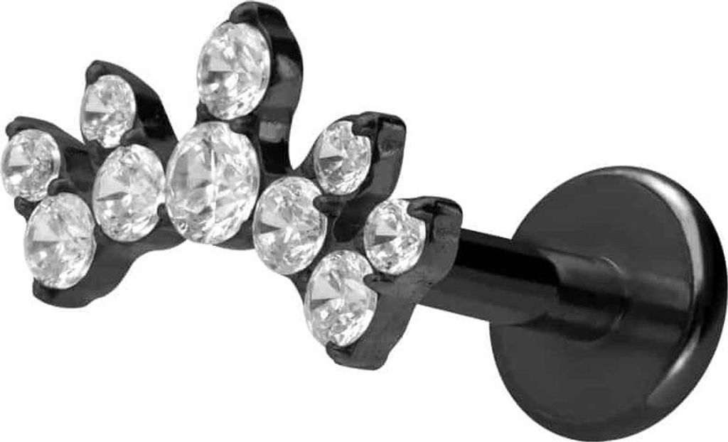 Ohrpiercing, Nasenpiercing Titan Labret mit Innengewinde KRISTALLBOGEN Schwarz Stablänge: 5mm | Stabstärke: 1,2mm