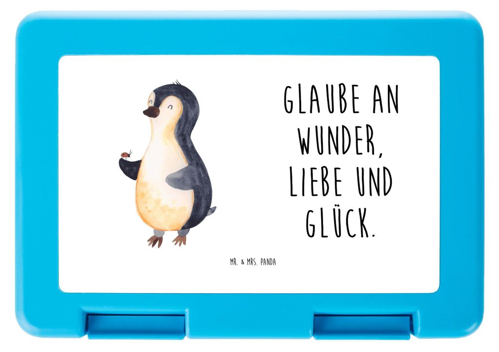 Mr. & Mrs. Panda Snackbox Pinguin Marienkäfer - Weiß - Geschenk, Liebe, Lunchbox, Bento Box, Glück, Butterbrotdose, Essensbox, Aufmerksam, Klein...